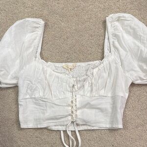White Puff Sleeve Crop Top